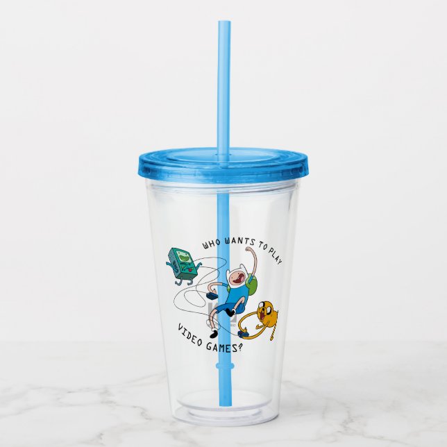 Adventure Time | Finn & Jake Play With BMO Acrylic Tumbler (Front)