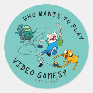 Adventure Time   Finn & Jake Play With BMO Classic Round Sticker