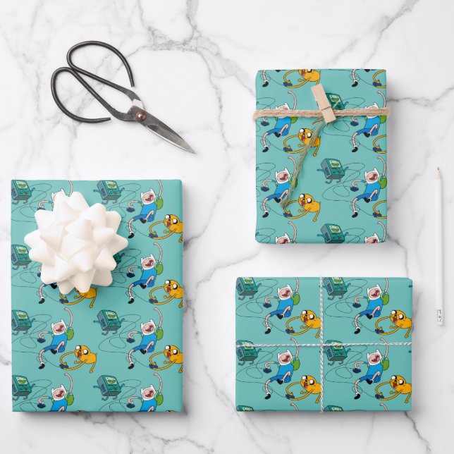 Adventure Time | Finn & Jake Play With BMO Wrapping Paper Sheet (Front)