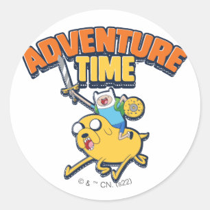 Adventure Time   Finn Riding Jake Classic Round Sticker