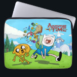 Adventure Time | Finn's Backpack Adventure Gear Laptop Sleeve<br><div class="desc">Check out this fun graphic of Jake and Finn running,  as Finn's backpack opens and spills out adventure gear!</div>