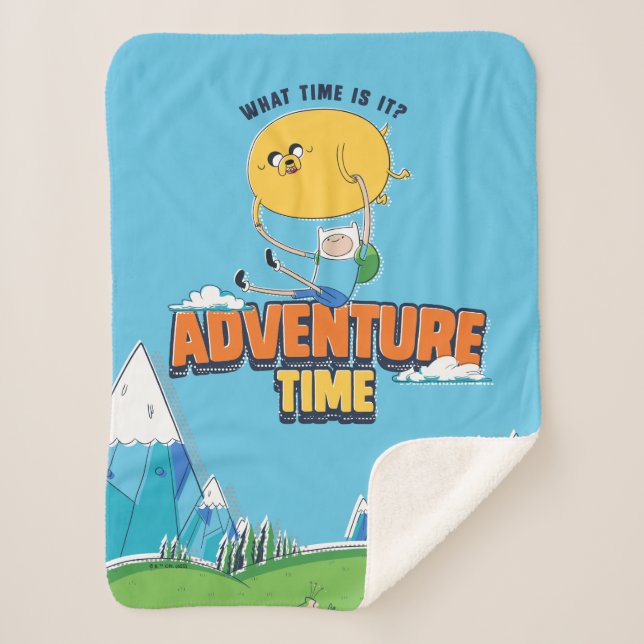 Adventure Time | Jake Floating With Finn Sherpa Blanket (Front)