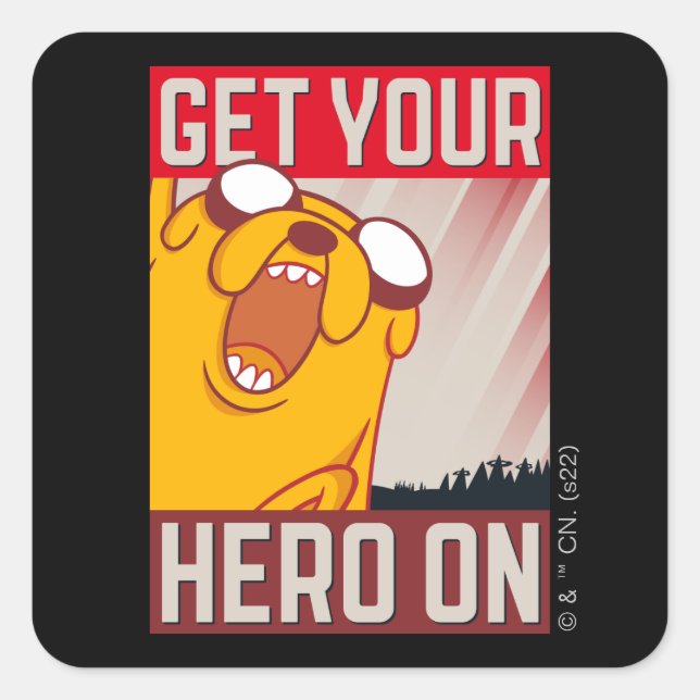 Adventure Time | Jake "Get Your Hero On" Square Sticker (Front)
