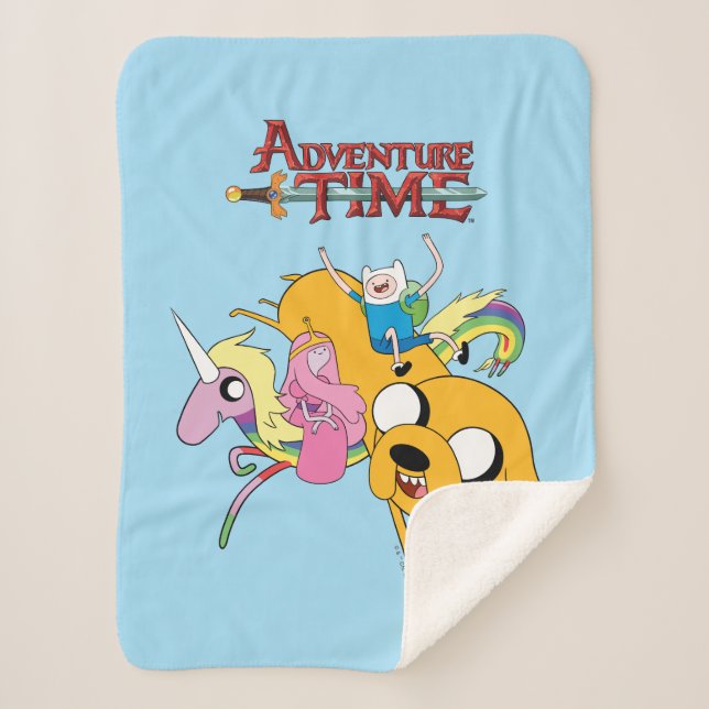 Adventure Time | Lady, Bubblegum, Finn, & Jake Sherpa Blanket (Front)