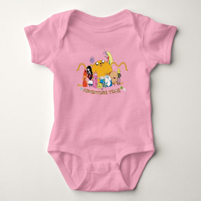 Adventure Time | Large Jake Group Graphic T-Shirt Baby Bodysuit (Front)