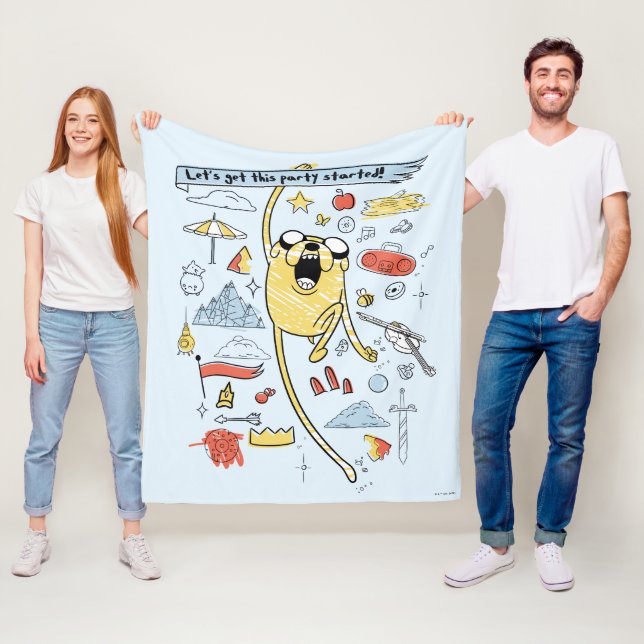 Adventure Time | "Party" Jake Sketch Fleece Blanket (In Situ)
