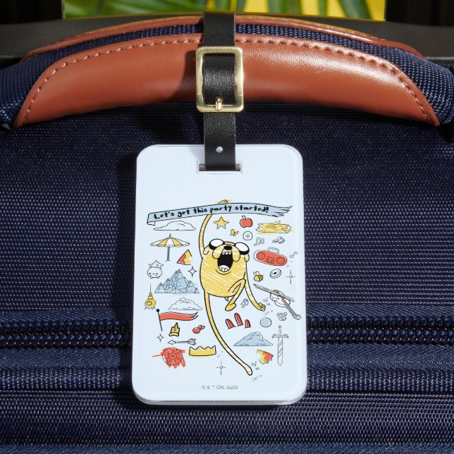 Adventure Time | "Party" Jake Sketch Luggage Tag (Front Insitu 2)