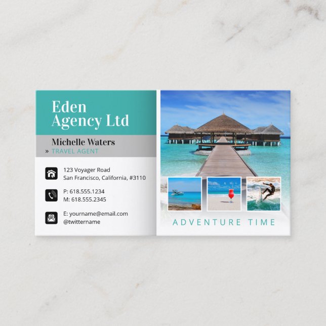 Adventure Time | Tourism | Travel Agent Business Card (Front)