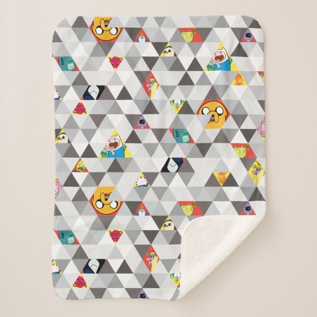 Adventure Time | Triangular Character Pattern Sherpa Blanket (Front)
