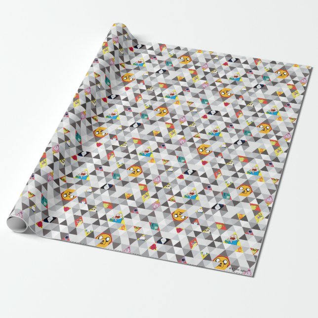 Adventure Time | Triangular Character Pattern Wrapping Paper (Unrolled)