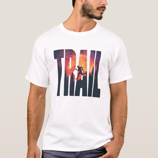 Adventure Trail Runner Typography Art T-Shirt (Front)