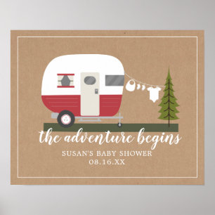 Adventure Trailer Camper Neutral Baby Shower Poster
