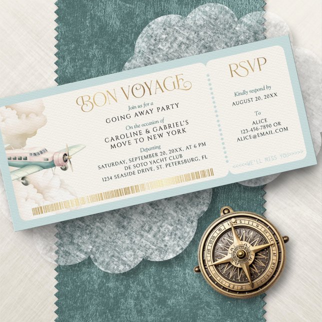 Adventure Travel Boarding Pass Going Away Party Invitation (Creator Uploaded)