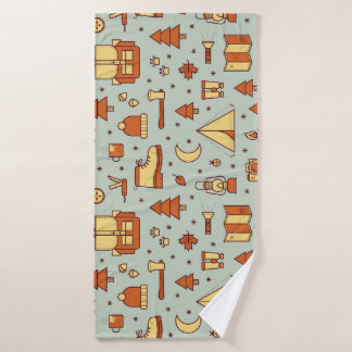 Adventure travel icons, seamless pattern. bath towel