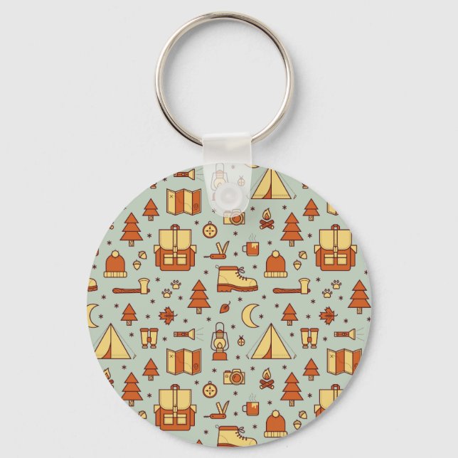 Adventure travel icons, seamless pattern. key ring (Front)
