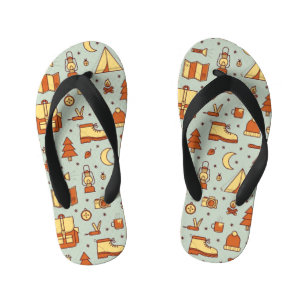 Adventure travel icons, seamless pattern. kid's thongs