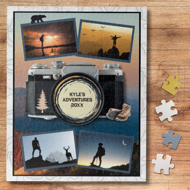 Adventure Travel Keepsake Photo Collage Jigsaw Puzzle (Capture the rugged spirit of the trail with this unique Hiking Adventure Photo Puzzle)