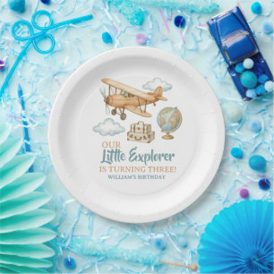 Adventure Travel Little Explorer Birthday Paper Plate