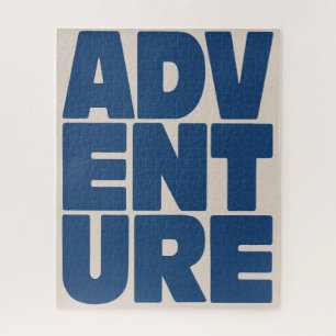 Adventure Travel Lover Typography Blue Modern Jigsaw Puzzle