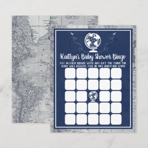 Adventure Travel Map Baby Shower Bingo