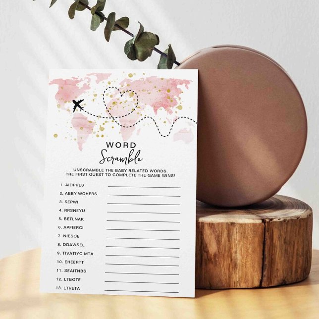 Adventure Travel Map Baby Shower Word Game Cards (Creator Uploaded)