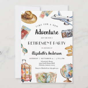 Adventure Travel Theme Retirement Invitation