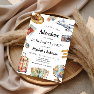 Adventure Travel Theme Retirement Invitation