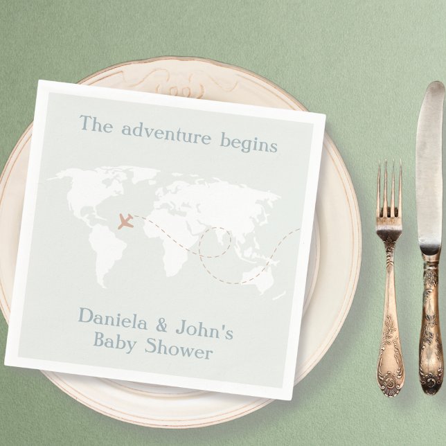 Adventure Travel World Map Baby Shower Napkin (Adventure Travel World Map Baby Shower Napkins)