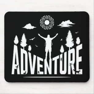 Adventure Typography White Art Mouse Pad