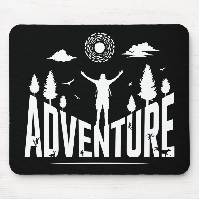 Adventure Typography White Art Mouse Pad (Front)