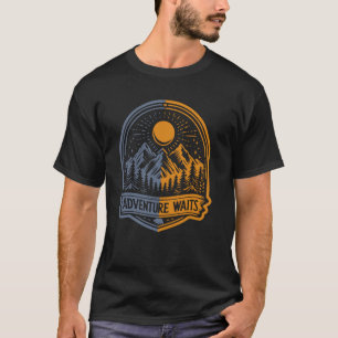 Adventure Waits Adventure Hiking Camping Mountaine T-Shirt