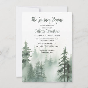 Adventure Watercolor Forest Baby Shower Invitation