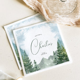 Adventure Watercolor Forest Baby Shower Napkin