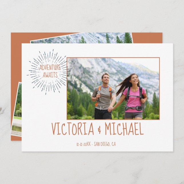 Adventure Wedding Photo Save the date Invitation (Front/Back)