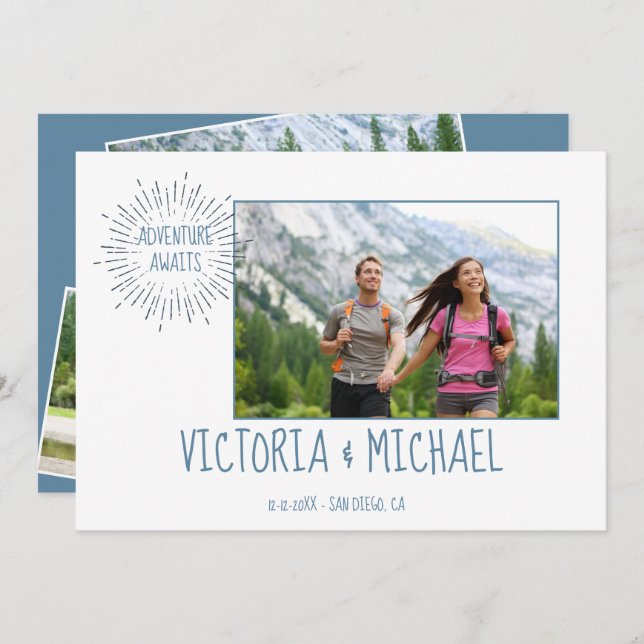 Adventure Wedding Photo Save the date Invitation (Front/Back)