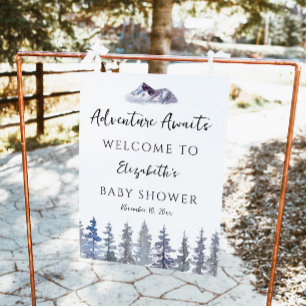 Adventure Winter Trees Baby Shower Welcome Photo Print