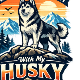 Adventure With My Husky Dog Lover Design T-Shirt