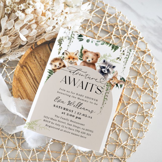 Adventure Woodland Animal Neutral Baby Shower Invitation (Creator Uploaded)