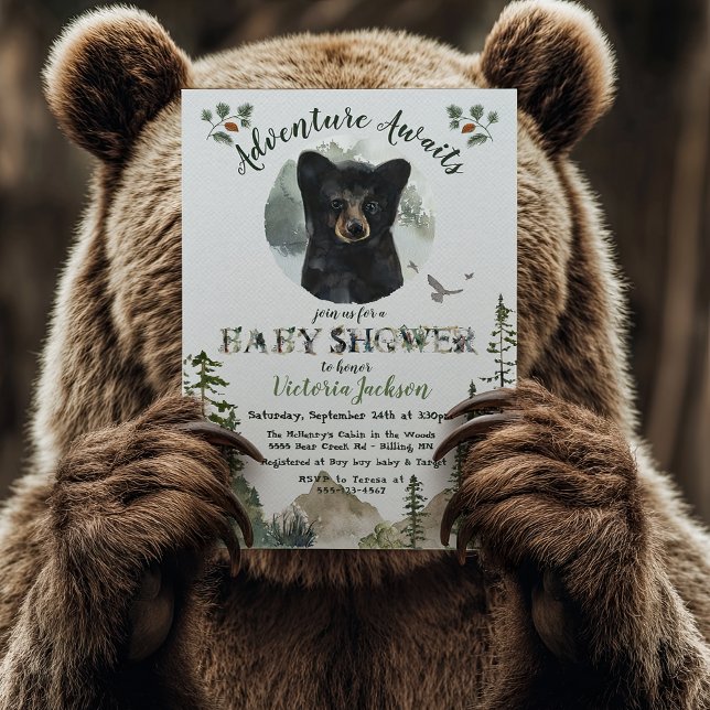 Adventure Woodland Baby Bear forest Baby Shower Invitation (Creator Uploaded)