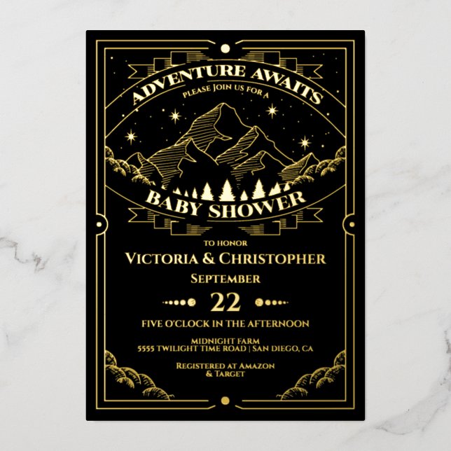 Adventure Woodland mountain forest Baby Shower (Front)