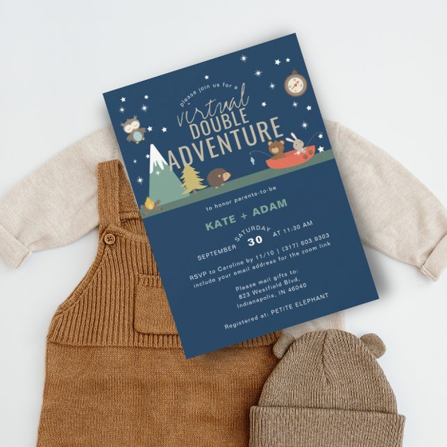 Adventure Woodland Twin Boys Virtual Baby Shower Invitation (Creator Uploaded)