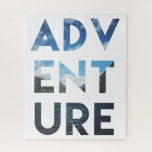Adventure Word Art Travel Photography Jigsaw Puzzle<br><div class="desc">A photo of a beautiful landscape of mountains and lakes inside the word Adventure.</div>