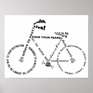 Adventure Words Bicycle Poster