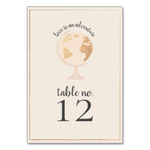 Adventure World Globe Map Travel Theme Wedding Table Number