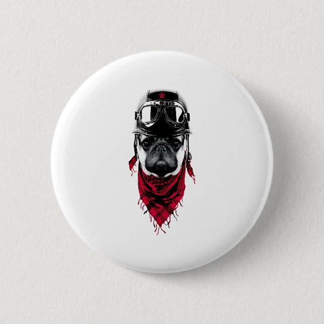 Adventurer Pug  6 Cm Round Badge (Front)