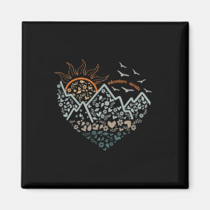 Adventures Awaits Camping Life Floral Heart Sun Mo Magnet