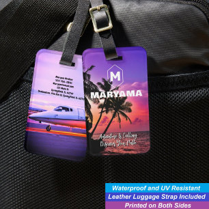 Adventures on Hawaii's Blue Ocean Name Initial Luggage Tag
