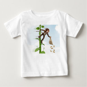 Adventurous 3D Cartoon Monkey Sliding Down Giant V Baby T-Shirt