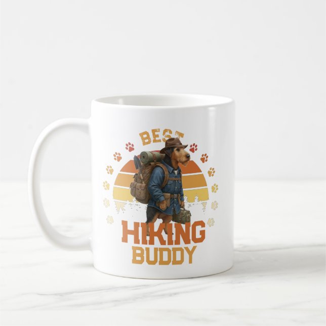 Adventurous Airedale Hiker Wilderness Explorer Coffee Mug (Left)