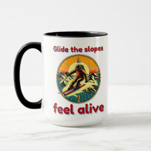 Adventurous Alpine Skiing Graphic Mug